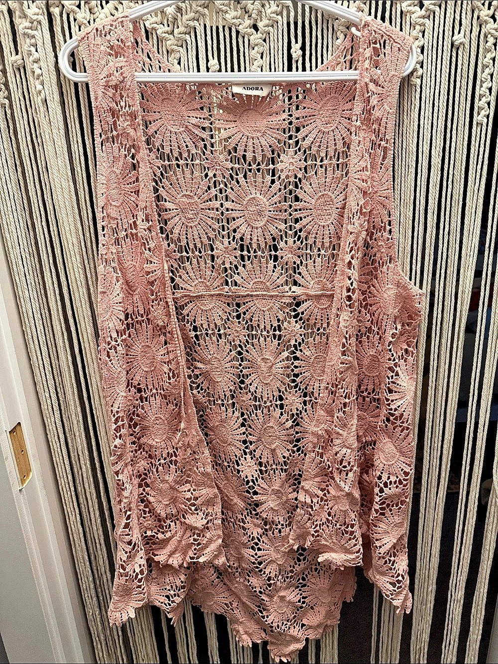 Adora Pink Floral crochet cardigan